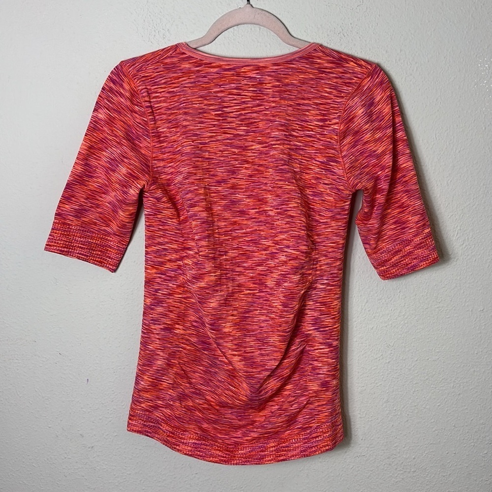 Athleta Orange Space Dye Seamless Short Sleeve Running Shirt Size Small Stretch - Picture 2 of 7